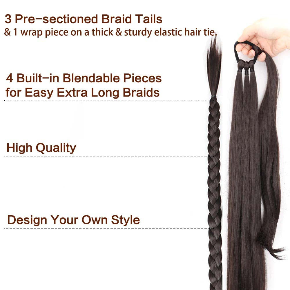 GOLDEN BROWN 85CM LONG SYNTHETIC BRAIDED PONYTAIL EXTENSION
