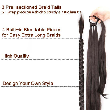 GOLDEN BROWN 85CM LONG SYNTHETIC BRAIDED PONYTAIL EXTENSION