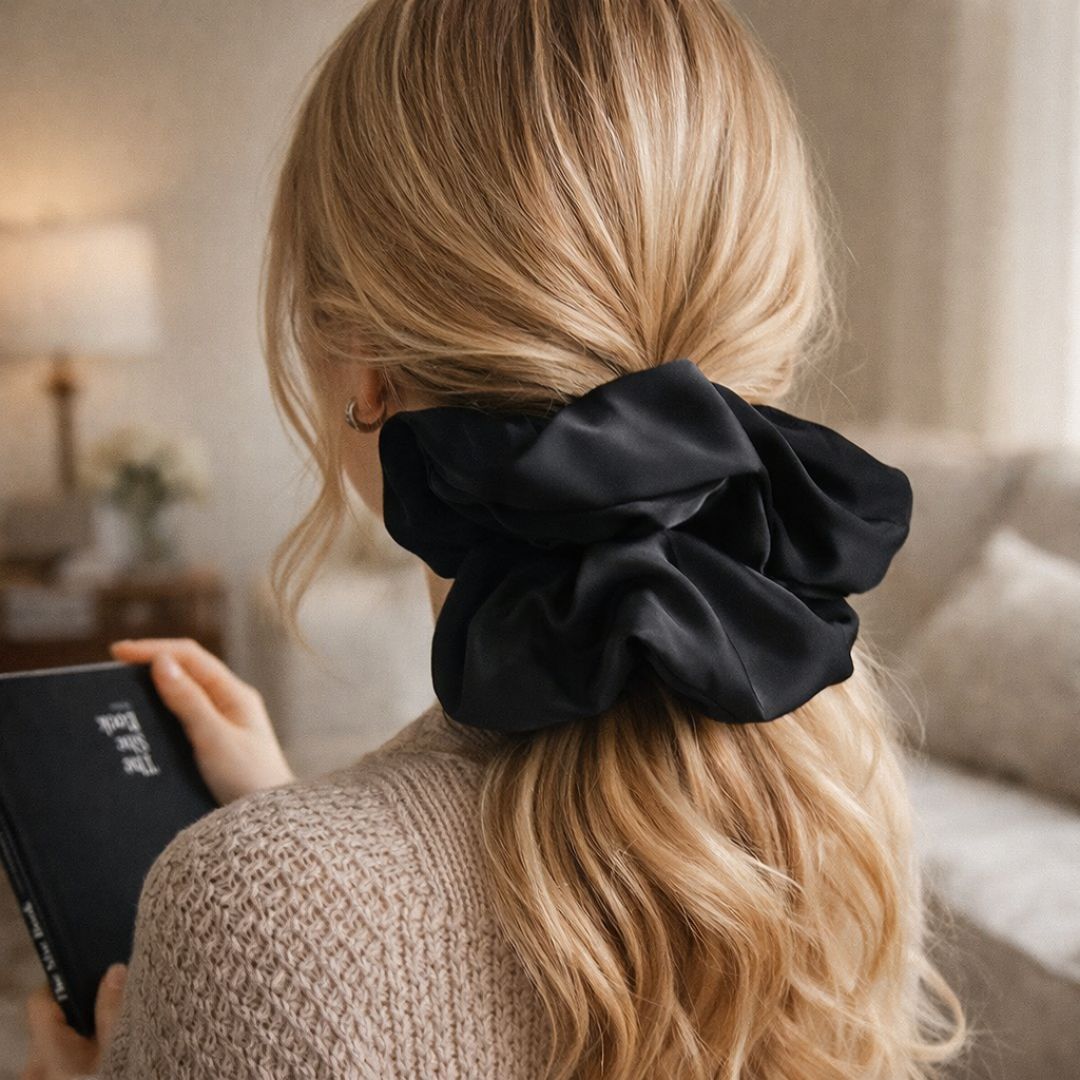 18CM OVERSIZE LARGE SCRUNCHIES SILK SATIN ELASTIC HAIR ROPE PONYTAIL TIE