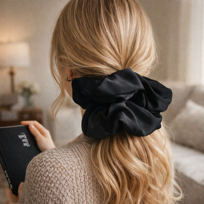 18CM OVERSIZE LARGE SCRUNCHIES SILK SATIN ELASTIC HAIR ROPE PONYTAIL TIE