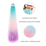 24'' TINSEL PONYTAIL SYNTHETIC HAIR EXTENSIONS ORANGE,YELLOW,LIGHT BLUE,GREEN