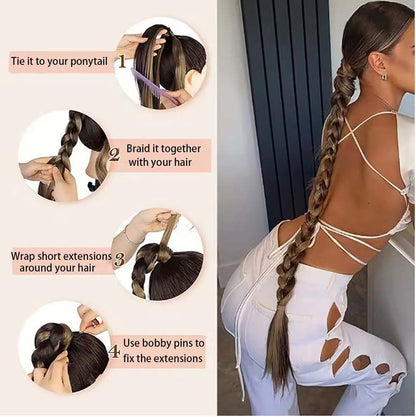 REDDISH BROWN 85CM LONG SYNTHETIC BRAIDED PONYTAIL EXTENSION