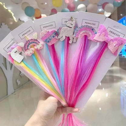 40CM RAINBOW HORSE HAIR CLIPS WITH COLORFUL EXTENSIONS