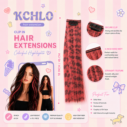 RED CLIP IN FEATHER HAIR EXTENSIONS COLORFUL SYNTHETIC HIGHLIGHTS