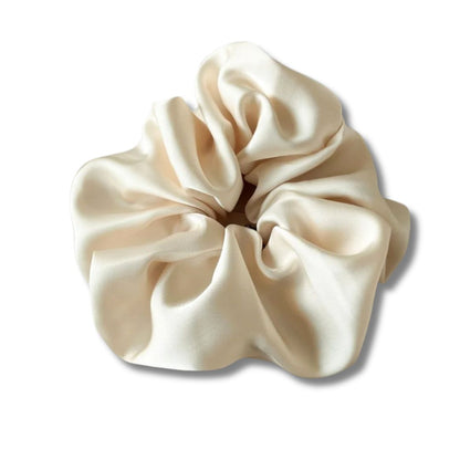 18CM BEIGE OVERSIZE LARGE SCRUNCHIES SILK SATIN ELASTIC HAIR ROPE PONYTAIL TIE