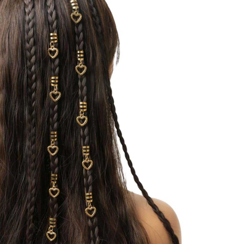 10PCS BOHO HEART BRAID CUFFS HAIR CUFFS