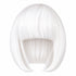 White straight bob wig with full fringe and curved-in ends on a white background.
