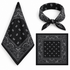 Black 100% cotton paisley bandana head scarf on a white background.