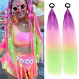 24'' TINSEL PONYTAIL SYNTHETIC HAIR EXTENSIONS PURPLE,PINK,LIME