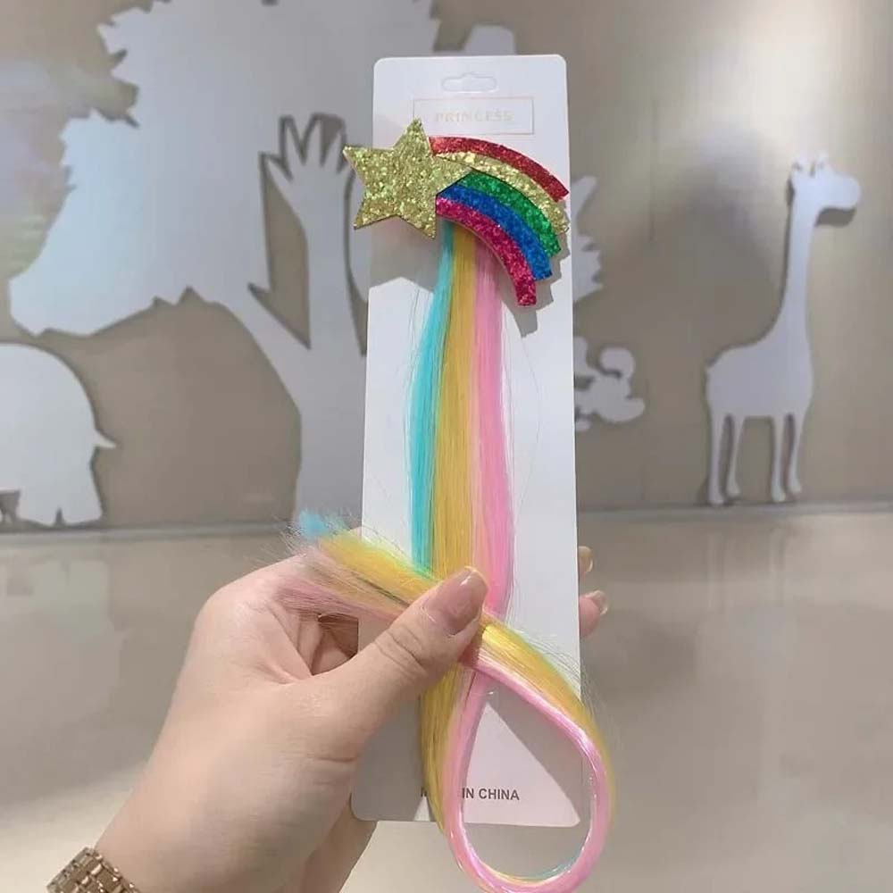 40CM RAINBOW SHOOTING STAR HAIR CLIPS WITH COLORFUL EXTENSIONS