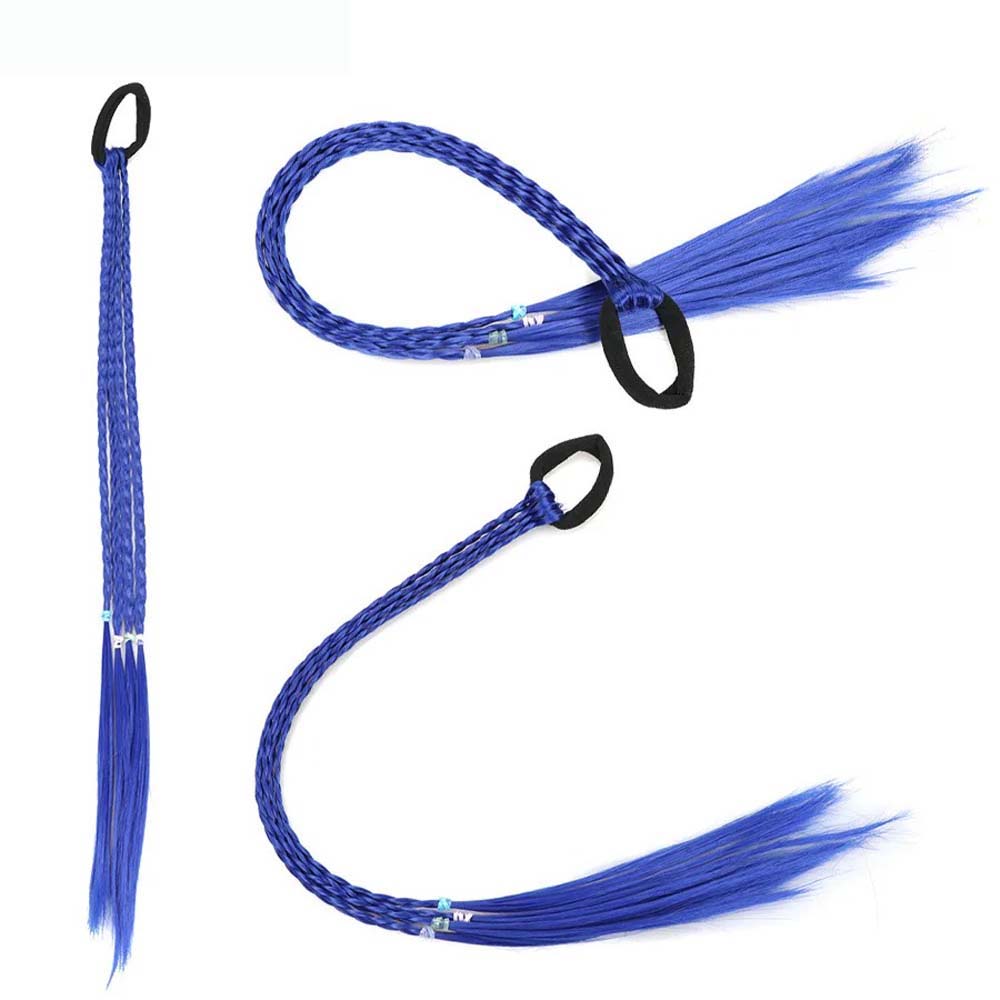 BLUE 50CM BRAID TWIST PONYTAIL WITH HAIR TIES