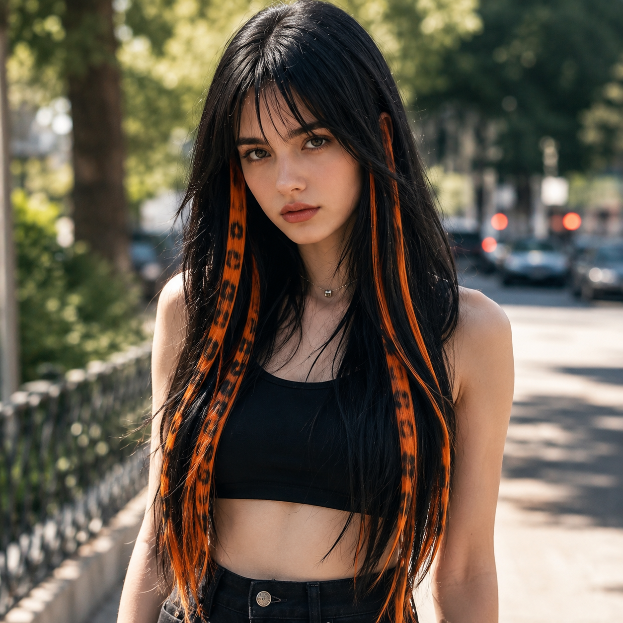 ORANGE CLIP IN FEATHER HAIR EXTENSIONS COLORFUL SYNTHETIC HIGHLIGHTS