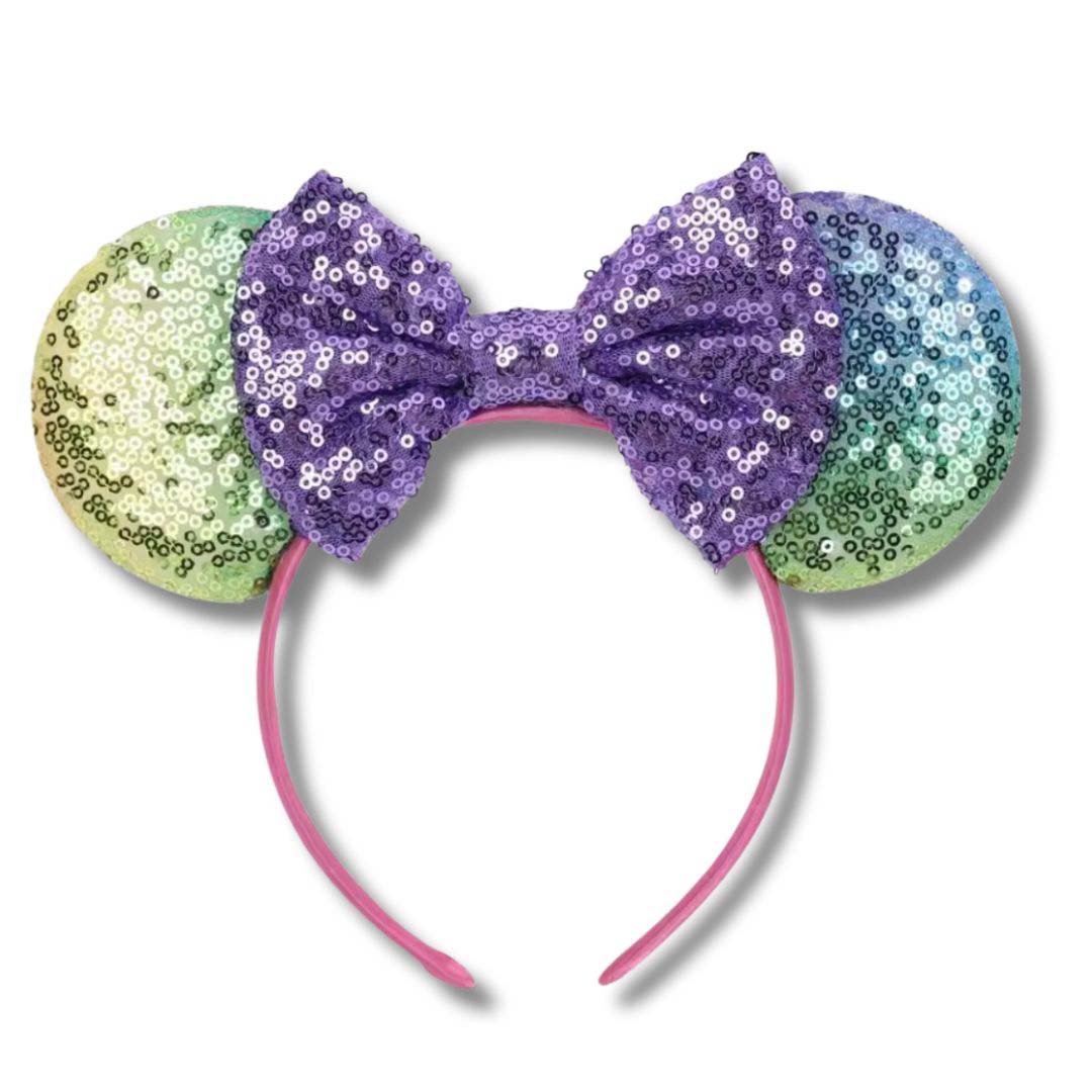 Purple Mermaid Sequin Ears Headband with Bow