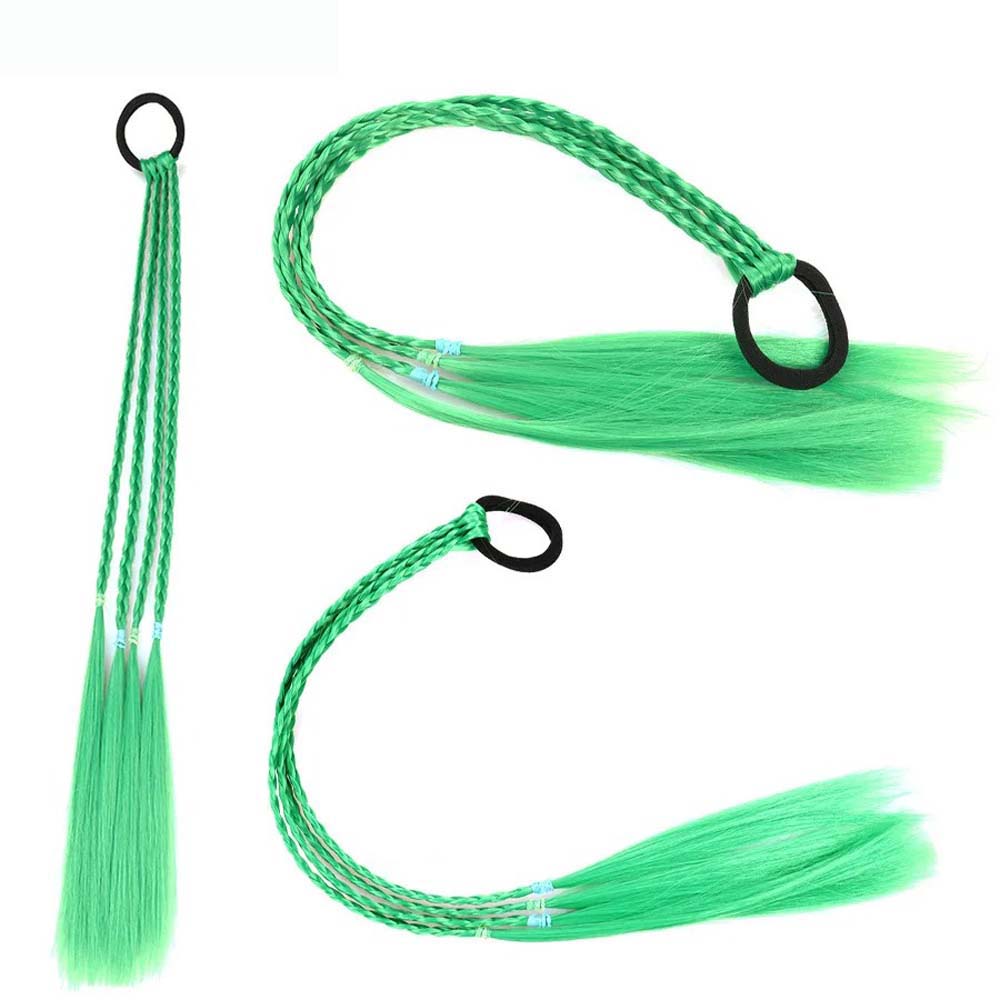 GREEN 50CM BRAID TWIST PONYTAIL WITH HAIR TIES