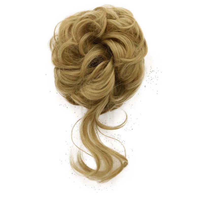 LIGHT GOLDEN BLONDE 20CM SYNTHETIC HAIR BUN EXTENSIONS MESSY CURLY SCRUNCHIES