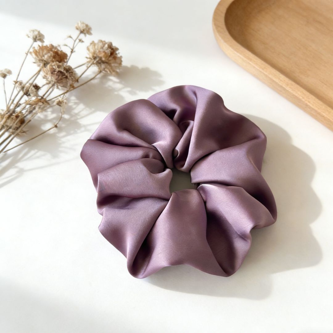18CM PURPLE OVERSIZE LARGE SCRUNCHIES SILK SATIN ELASTIC HAIR ROPE PONYTAIL TIE