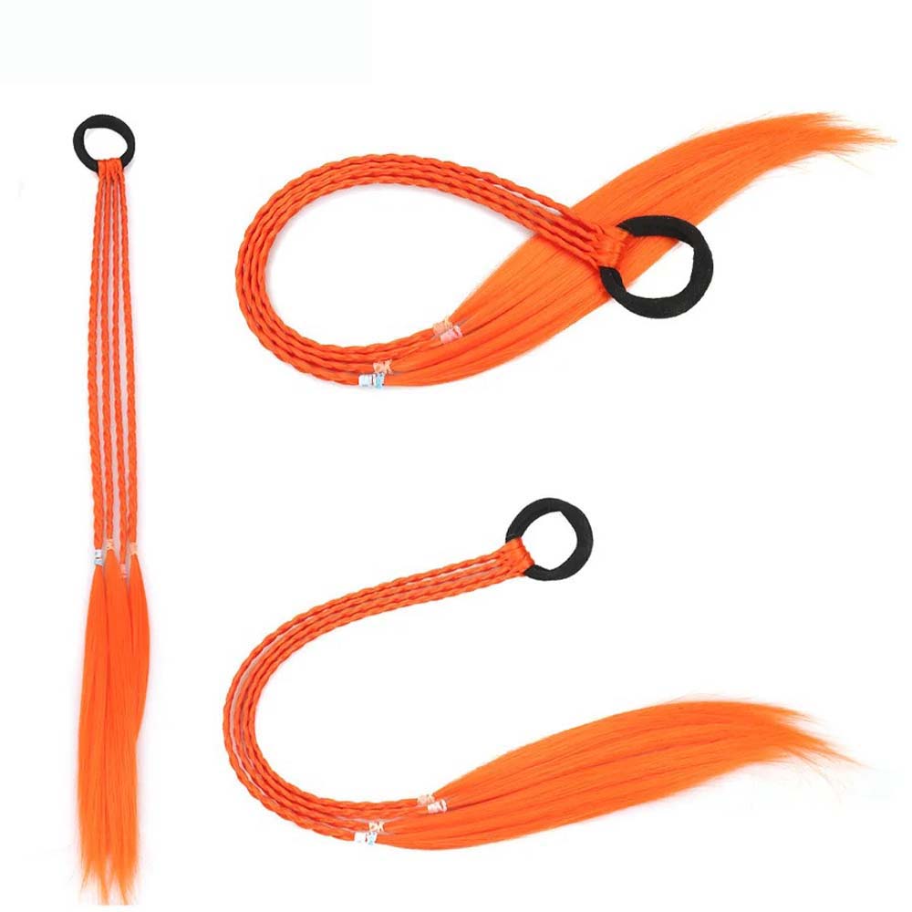 ORANGE 50CM BRAID TWIST PONYTAIL WITH HAIR TIES