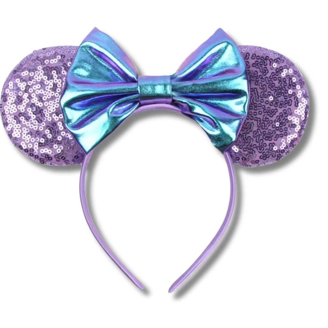 Purple Blue Sequin Ears Headband with Bow