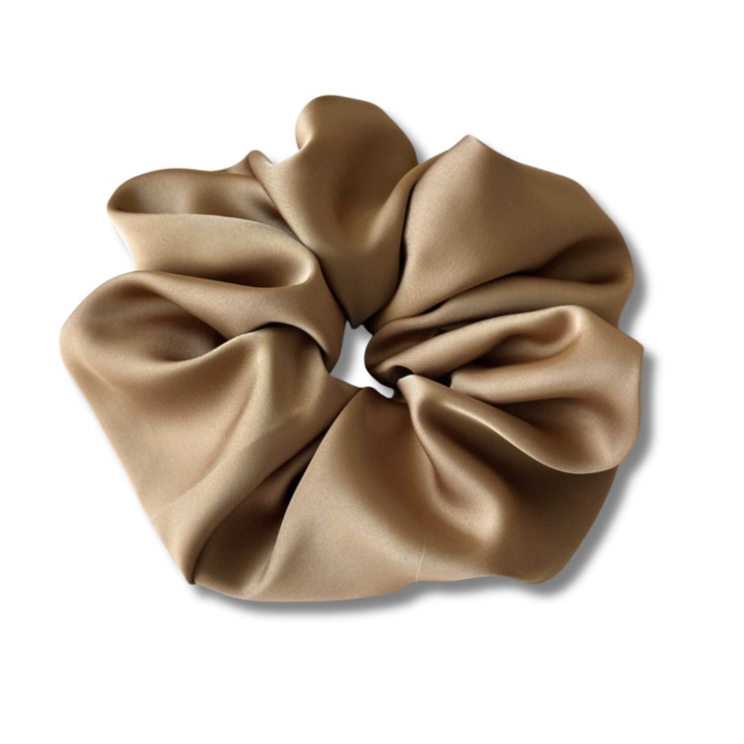 18CM CAMEL OVERSIZE LARGE SCRUNCHIES SILK SATIN ELASTIC HAIR ROPE PONYTAIL TIE