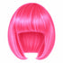 Hot Pink straight bob wig with full fringe and curved-in ends on a white background.