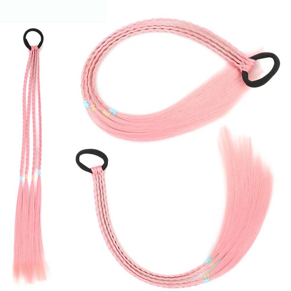 PINK 50CM BRAID TWIST PONYTAIL WITH HAIR TIES