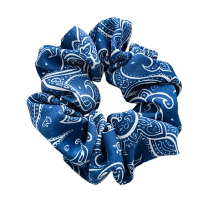 10CM BLUE PAISLEY PRINT SHEER CHIFFON SCRUNCHIES