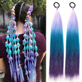 24'' TINSEL PONYTAIL SYNTHETIC HAIR EXTENSIONS LIGHT PURPLE,LAKE BLUE,PURPLE