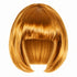 Gold straight bob wig with full fringe and curved-in ends on a white background.