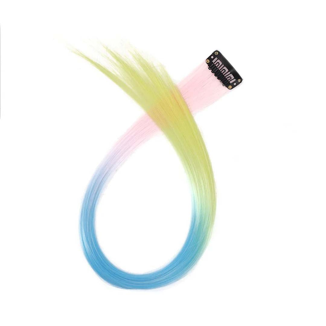 COLOURFUL CLIP-IN HAIR EXTENSIONS RAINBOW STREAKS FOR INSTANT HIGHLIGHTS