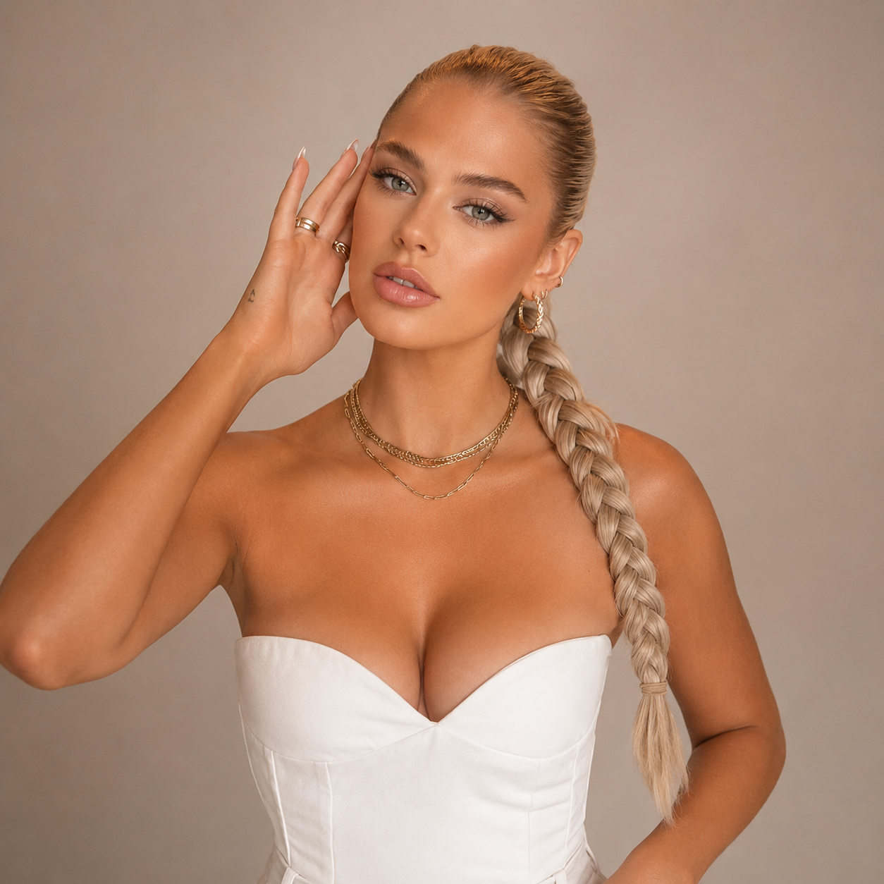 CARAMEL BLONDE 85CM LONG SYNTHETIC BRAIDED PONYTAIL EXTENSION