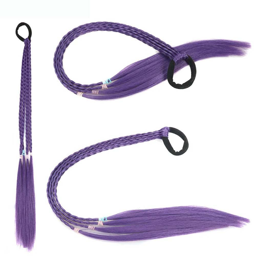 PURPLE 50CM BRAID TWIST PONYTAIL WITH HAIR TIES