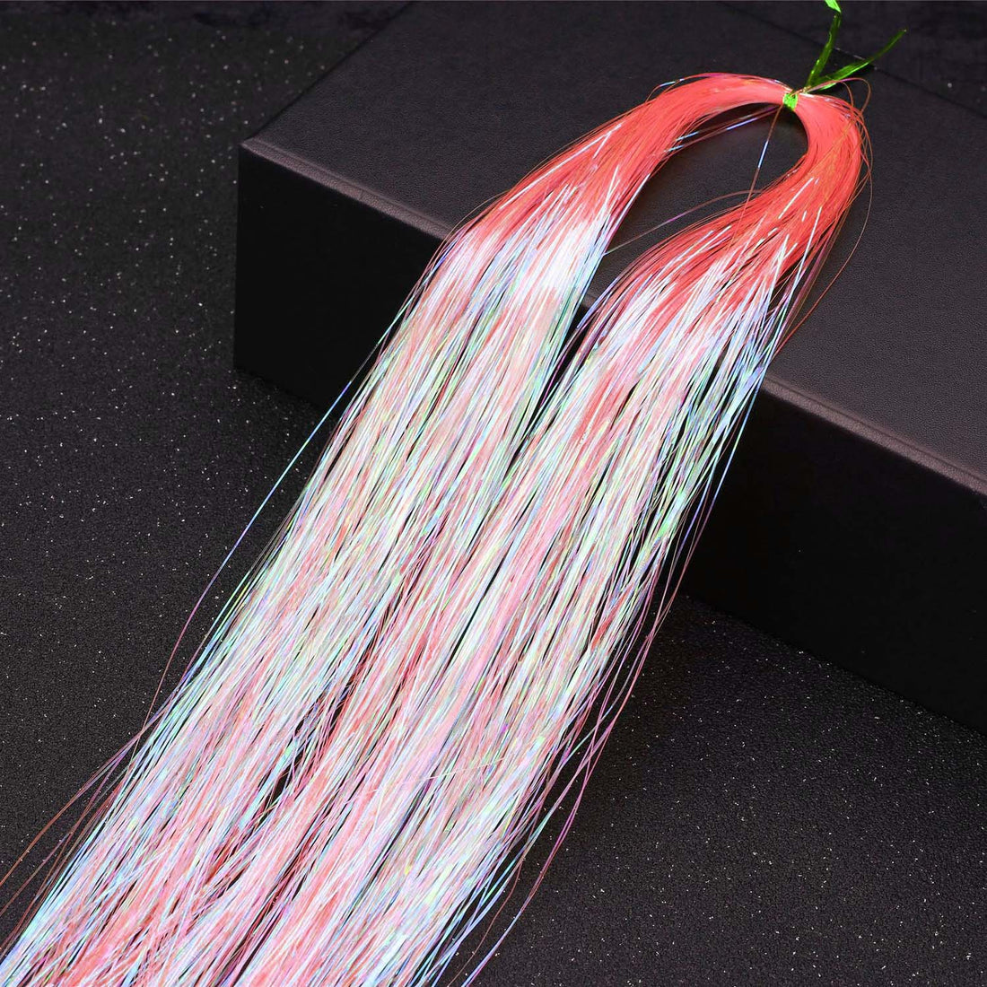 TRANSPARENT PINK SYNTHETIC HAIR TINSEL SPARKLE HOLOGRAPHIC HAIR HIGHLIGHT