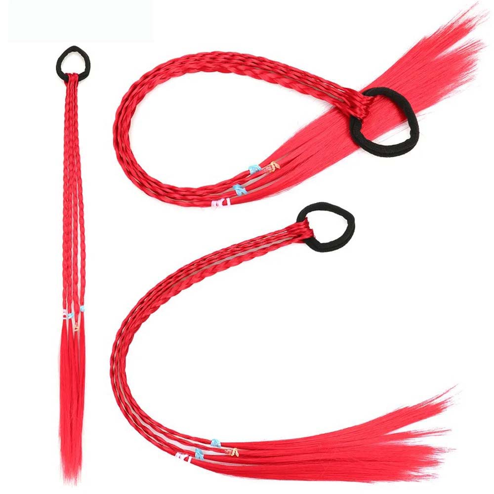 RED 50CM BRAID TWIST PONYTAIL WITH HAIR TIES