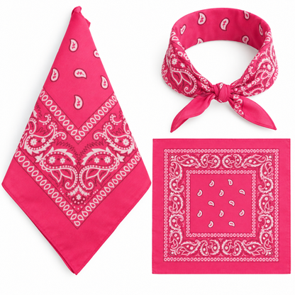 Rose 100% cotton paisley bandana head scarf on a white background.