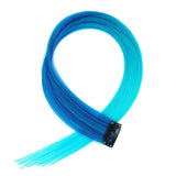 Blue & Light Blue Clip On Coloured Hair Extension Colorful Highlights