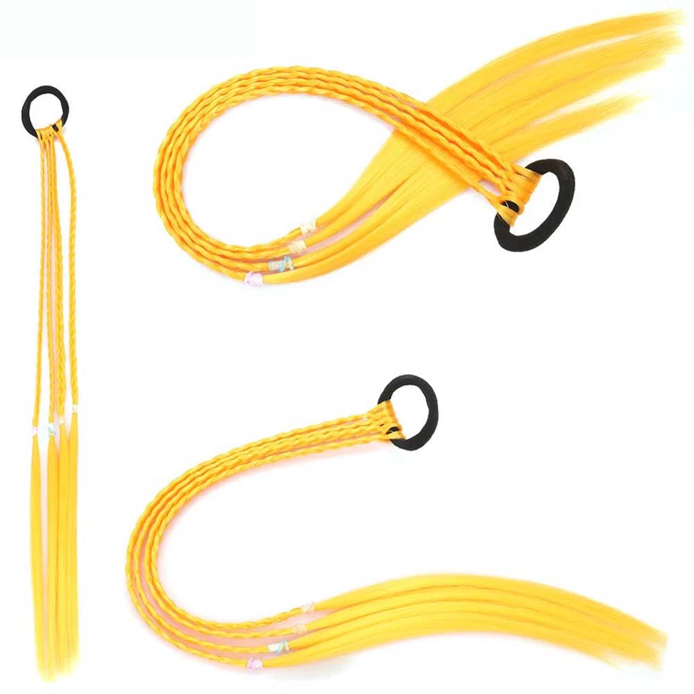 YELLOW 50CM BRAID TWIST PONYTAIL WITH HAIR TIES