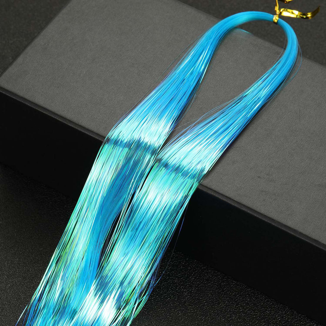 TRANSPARENT BLUE SYNTHETIC HAIR TINSEL SPARKLE HOLOGRAPHIC HAIR HIGHLIGHT
