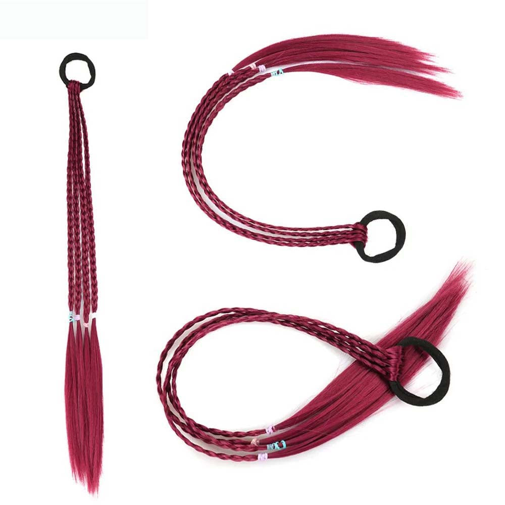 WINE 50CM BRAID TWIST PONYTAIL WITH HAIR TIES