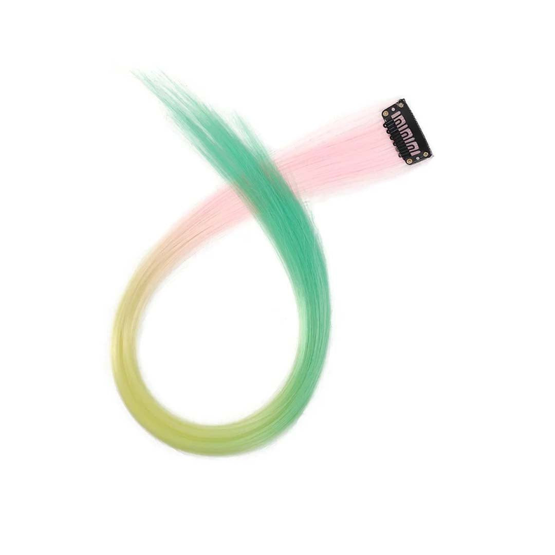 COLOURFUL CLIP-IN HAIR EXTENSIONS RAINBOW STREAKS FOR INSTANT HIGHLIGHTS