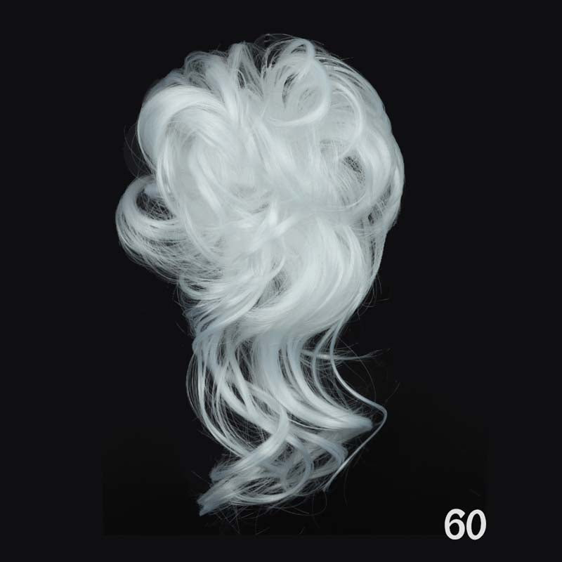 WHITE 20CM SYNTHETIC HAIR BUN EXTENSIONS MESSY CURLY SCRUNCHIES