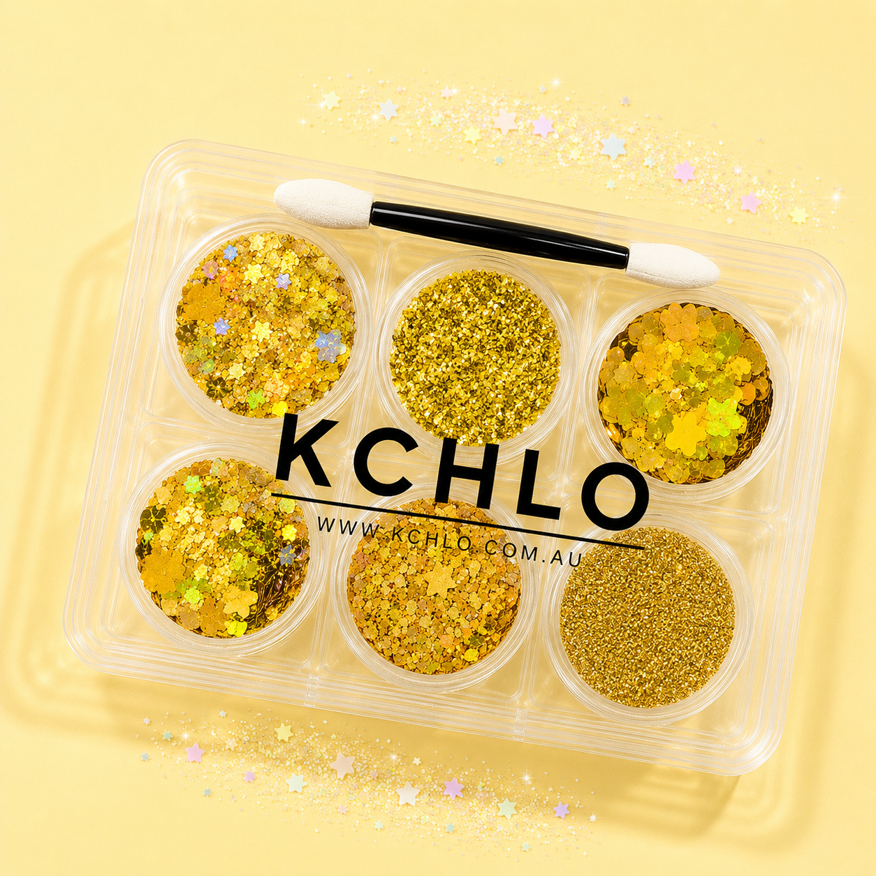GOLDEN GLOW HAIR, FACE &amp; BODY GLITTER GEL 6 COLORS