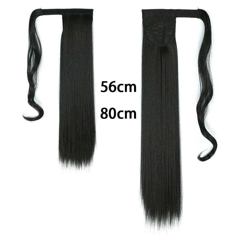 BLACK SYNTHETIC STRAIGHT PONYTAIL HAIR EXTENSION