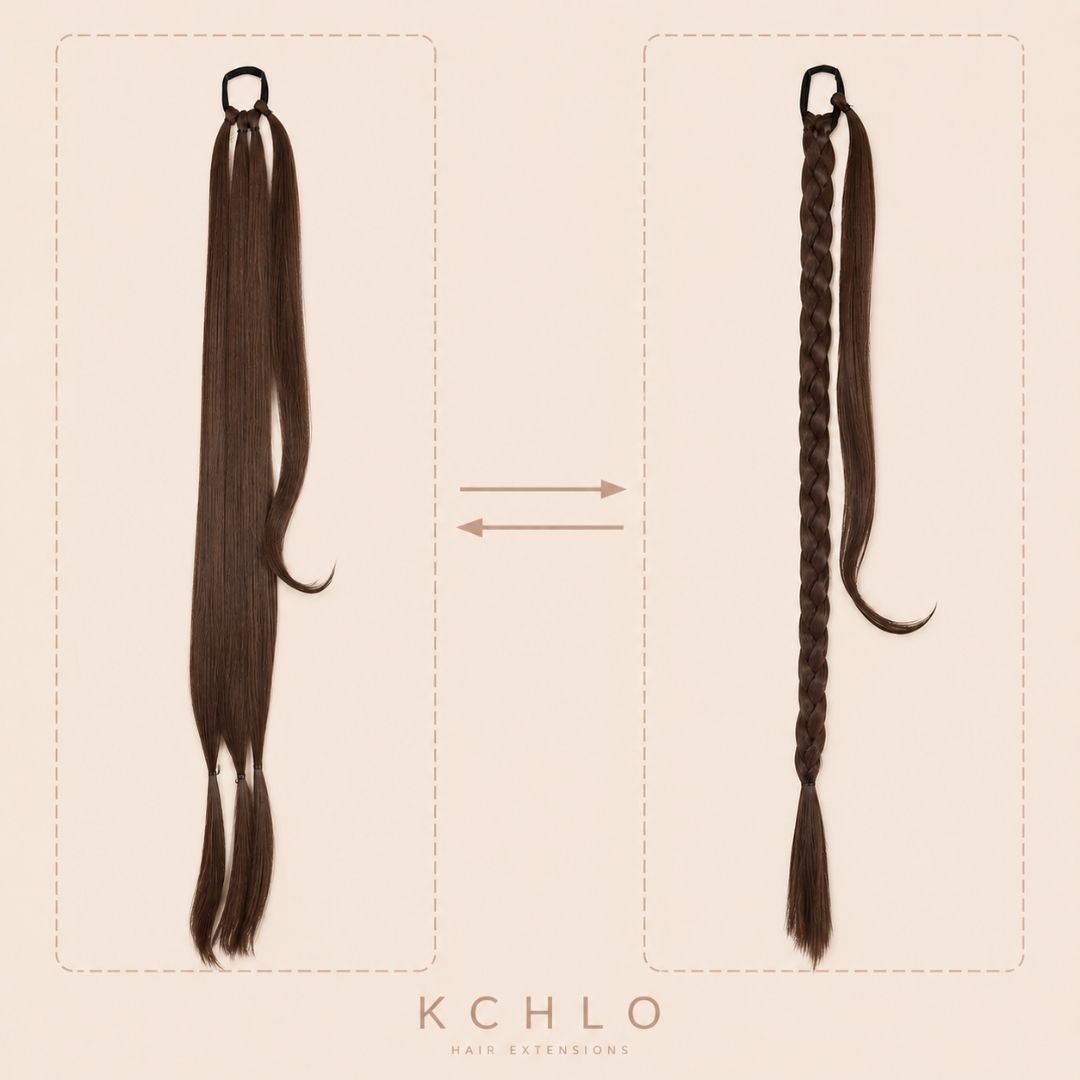 CHOCOLATE BROWN 85CM LONG SYNTHETIC BRAIDED PONYTAIL EXTENSION