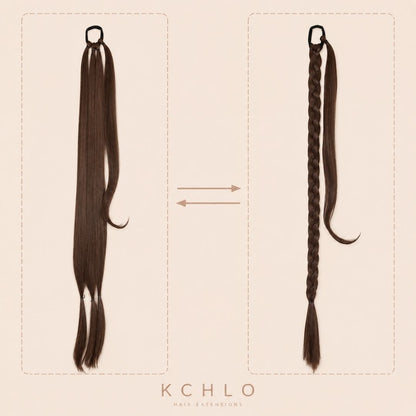 CHOCOLATE BROWN 85CM LONG SYNTHETIC BRAIDED PONYTAIL EXTENSION