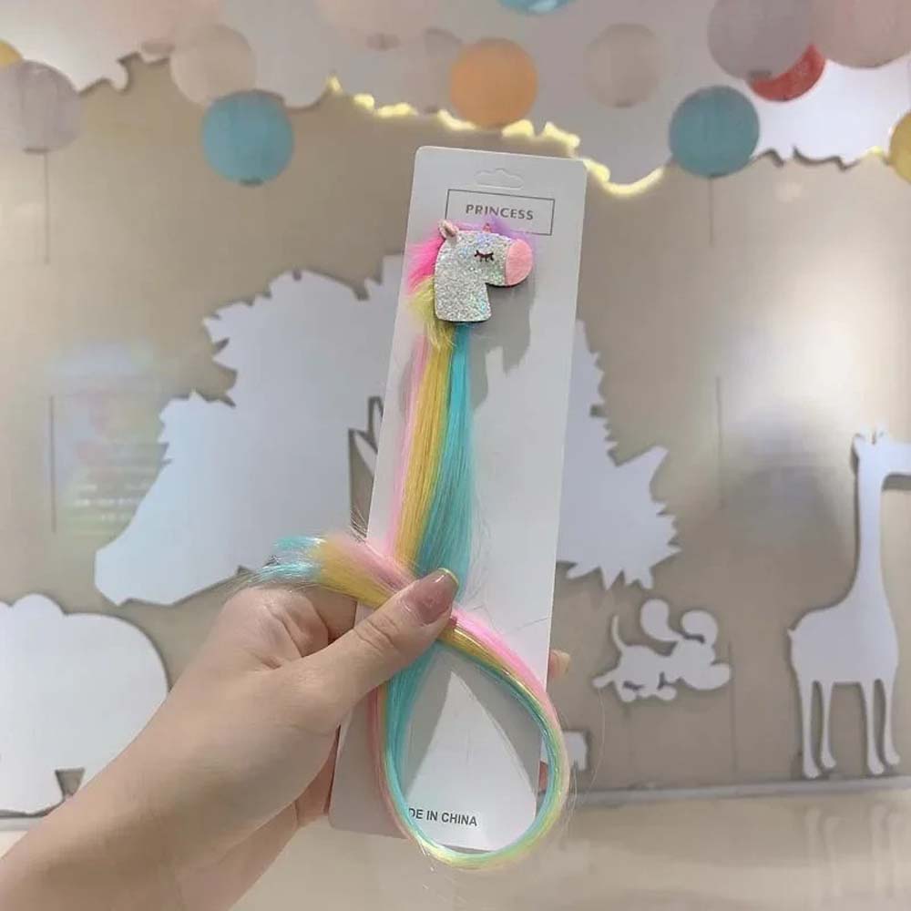 40CM RAINBOW HORSE HAIR CLIPS WITH COLORFUL EXTENSIONS