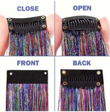 TRANSPARENT BLUE CLIP IN HAIR EXTENSIONS LONG SYNTHETIC COLORED HIGHLIGHTS