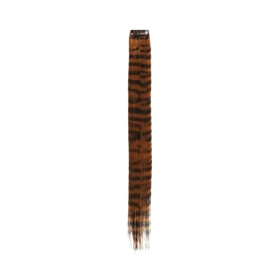 BROWN CLIP IN FEATHER HAIR EXTENSIONS COLORFUL SYNTHETIC HIGHLIGHTS