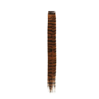 BROWN CLIP IN FEATHER HAIR EXTENSIONS COLORFUL SYNTHETIC HIGHLIGHTS