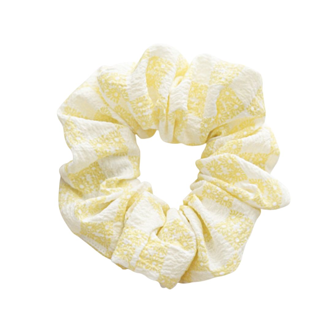 10CM YELLOW FLORAL CHIFFON SCRUNCHIES