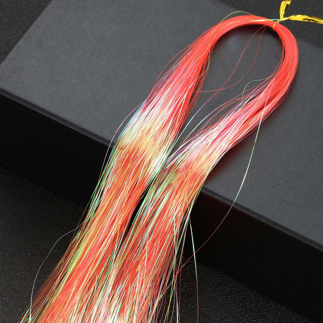 TRANSPARENT ORANGE SYNTHETIC HAIR TINSEL SPARKLE HOLOGRAPHIC HAIR HIGHLIGHT